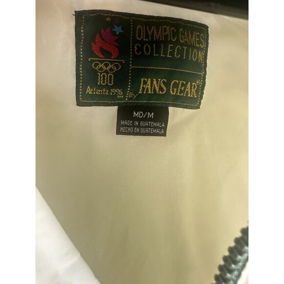 Vintage 1996 Atlanta Olympics Full Zip Windbreaker Jacket White Green Sz Medium - Picture 7 of 10